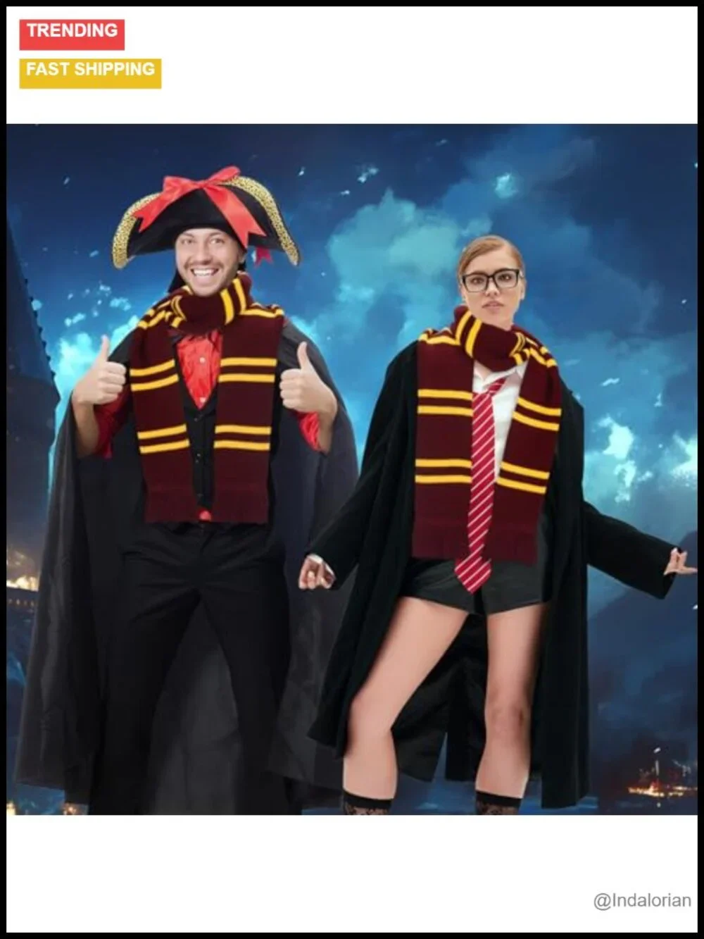 Striped Knit Wizard Scarf, Soft Acrylic Party Accessory for Halloween Costume